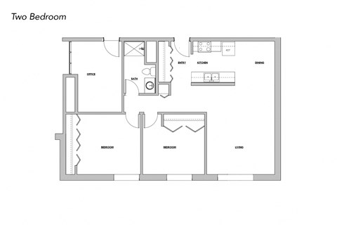 Floor plan for 2 beds, 1 bath, 825 sqft